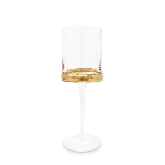 Set of 6 Square Glasses with Gold Ring