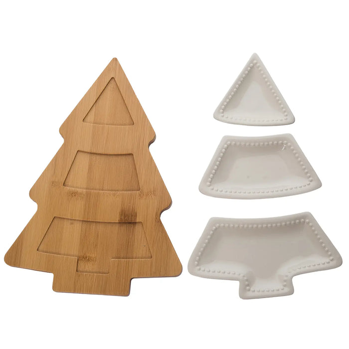 12" White Christmas Tree Tray Set of 4