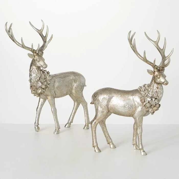 Champagne Deer Figurine Set 2