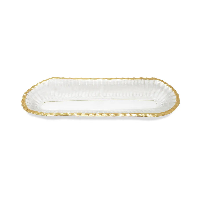 Glass Oval Tray with Gold Rim