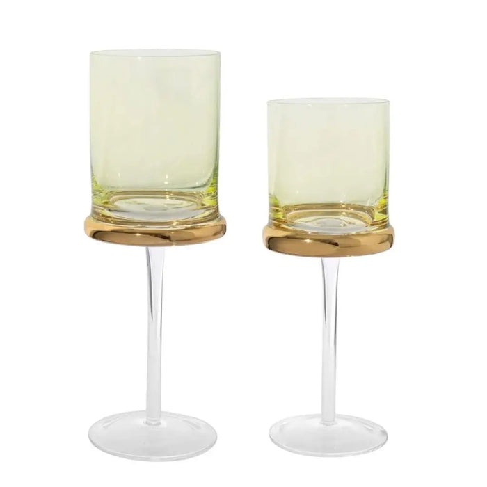 Set of 6 Square Glasses with Gold Ring