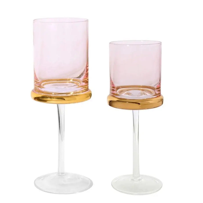 Set of 6 Square Glasses with Gold Ring