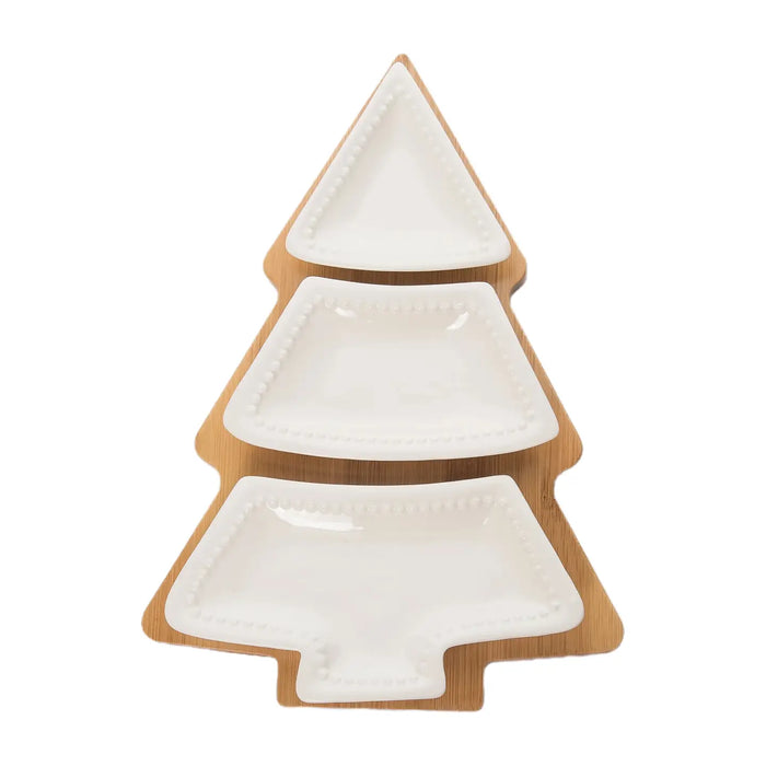 12" White Christmas Tree Tray Set of 4