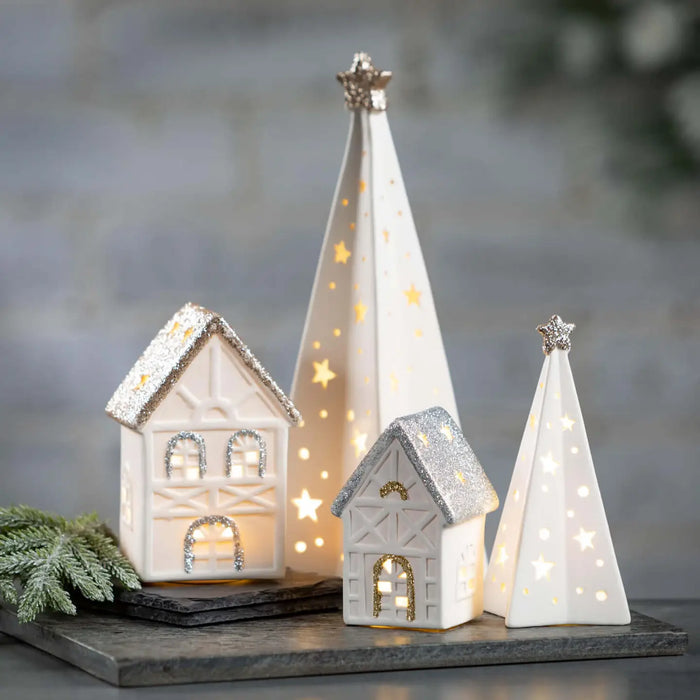 Lighted Porcelain Tree Set 3