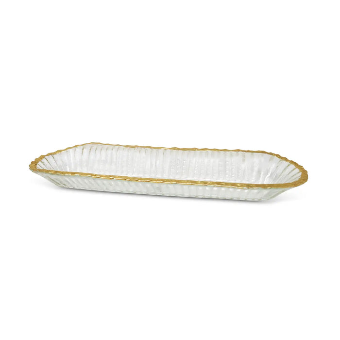 Glass Oval Tray with Gold Rim