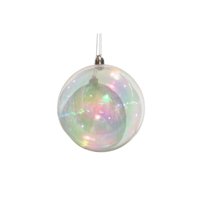 Clear Iridescent Plastic Ball Christmas Ornament 8"