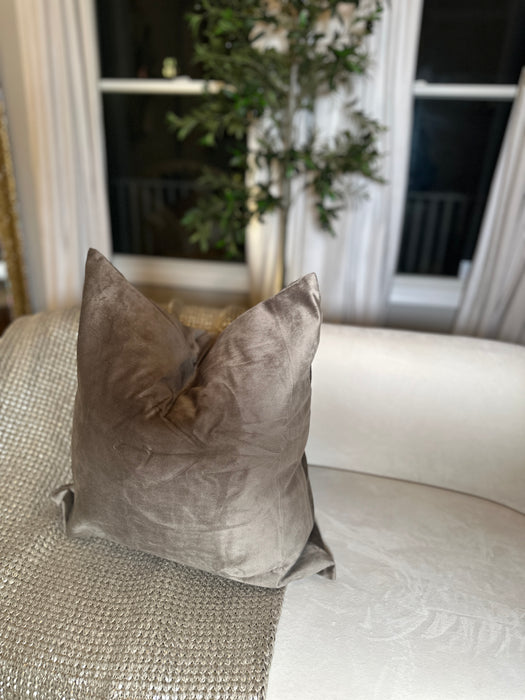 Pack of 2 Fall Velvet Decorative Throw Decorative Pillow Cover Soft Solid Square Cushion Case for Couch Taupe 20 x 20 inches