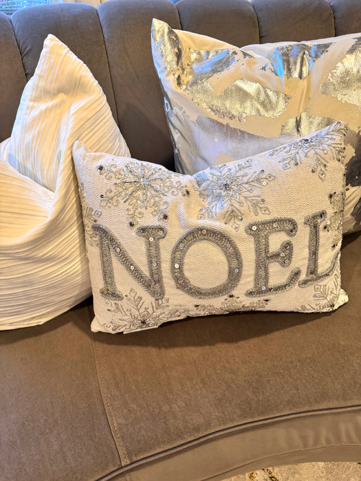 Glam Noel Embroidered Throw Pillow, 14x20