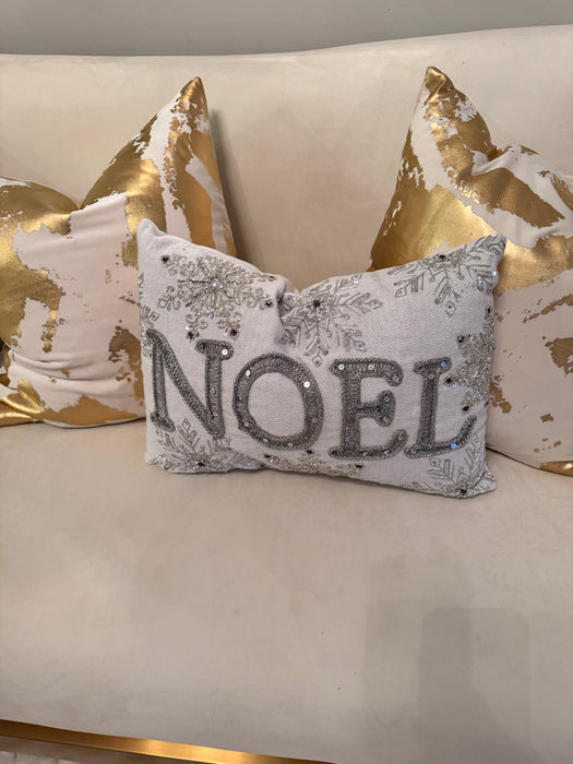 Glam Noel Embroidered Throw Pillow, 14x20