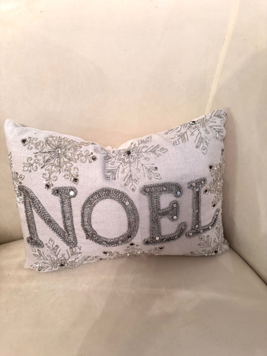 Glam Noel Embroidered Throw Pillow, 14x20