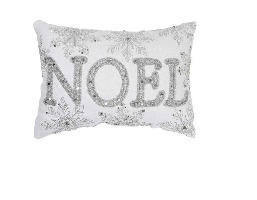 Glam Noel Embroidered Throw Pillow, 14x20