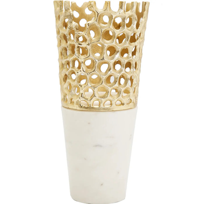 12"H Web Design Vase with White Marble Base