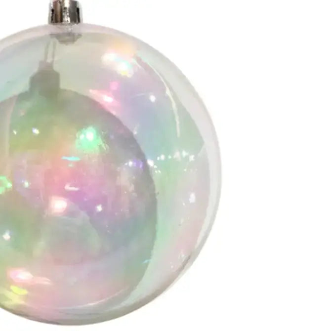 Clear Iridescent Plastic Ball Ornament 5.5"