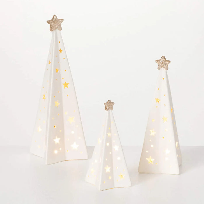 Lighted Porcelain Tree Set 3