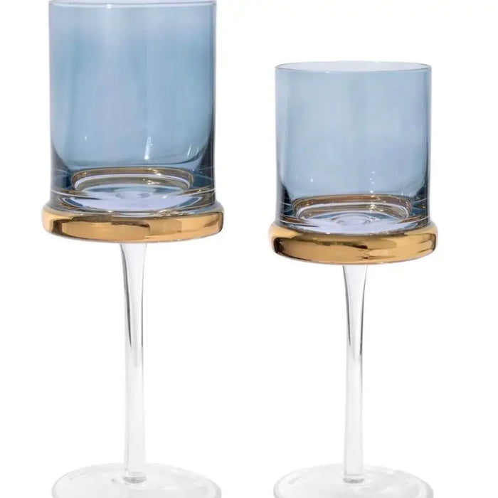 Set of 6 Square Glasses with Gold Ring