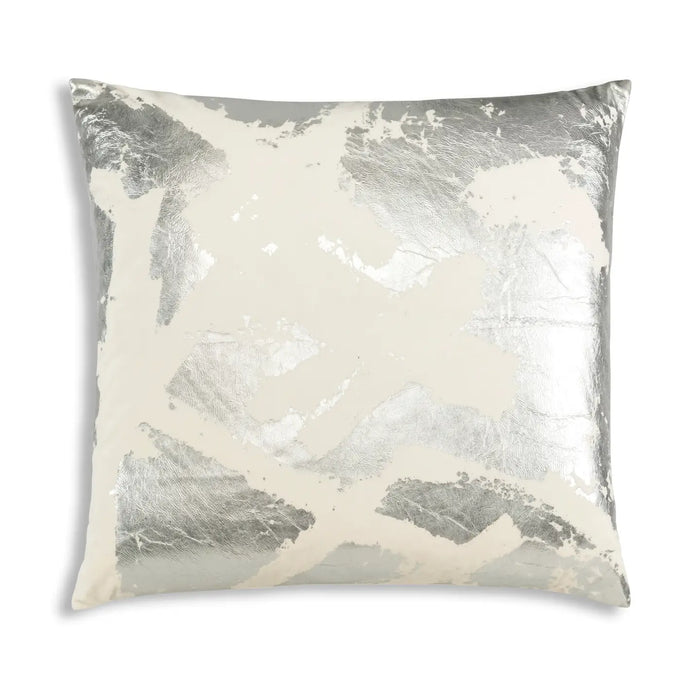 Luxury  White Zara Pillow With Silver Foil