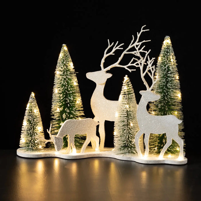 Led Bottlebrush Trees and Deer